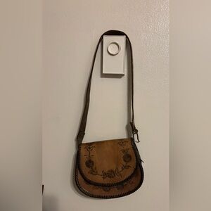 Vintage handmade Leather tooled bag